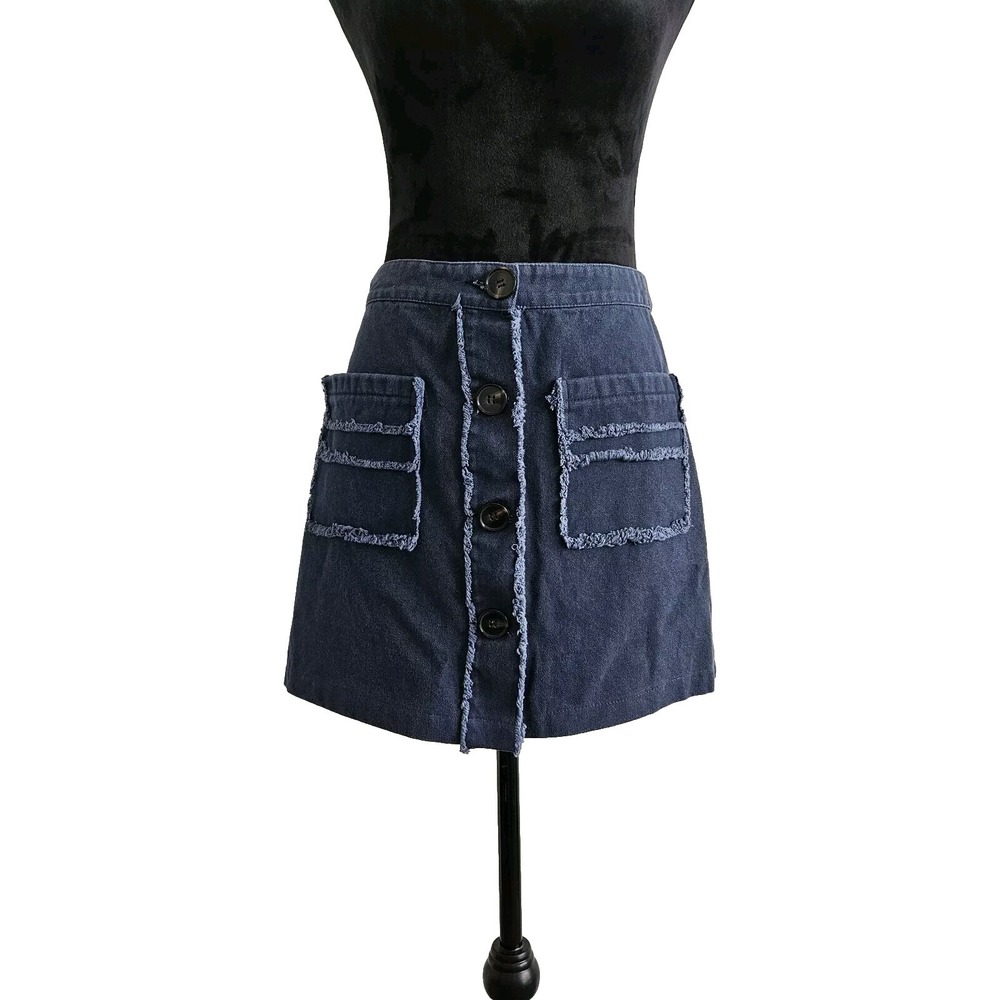 NWT WILD HONEY MICRO Mini Skirt Pockets Sz Med Button Up Y2K Style Boho Festival